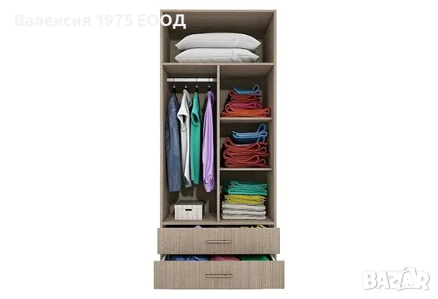Двукрил гардероб Сити 1008 дъб артисан или комбинация мока/ лате, снимка 10 - Гардероби - 48665481