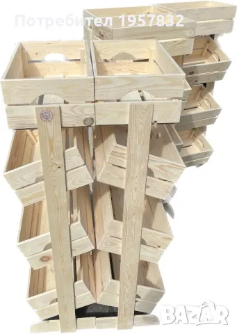 Дървени стелажи за магазини, заведения, плод и зеленчук, търговско оборудване, снимка 17 - Стелажи и щандове - 48951993