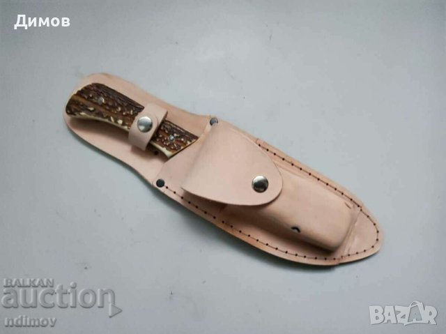 Стар немски туристически комплект Нож Рог вилица лъжица