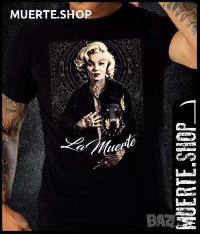 Черна тениска с щампа MARYLIN DOBERMAN