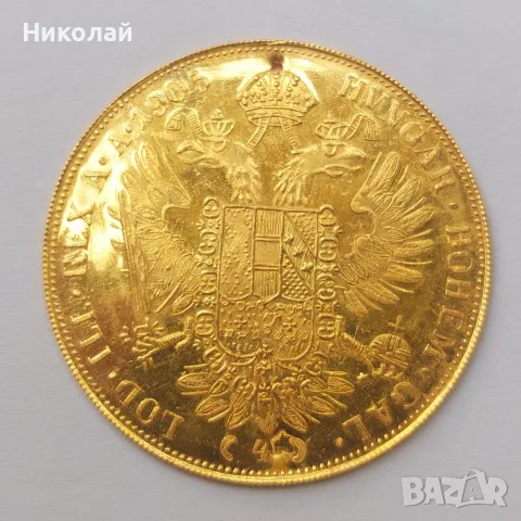 Златна монета - пендар за накит Франц Йосиф 1905, снимка 2 - Нумизматика и бонистика - 55804337