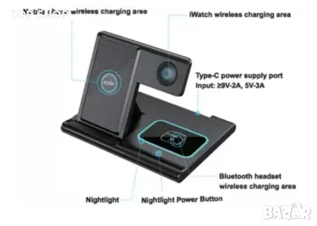 HYS03 3 в 1 сгъваемо бързо безжично зарядно, снимка 4 - Друга електроника - 48934475