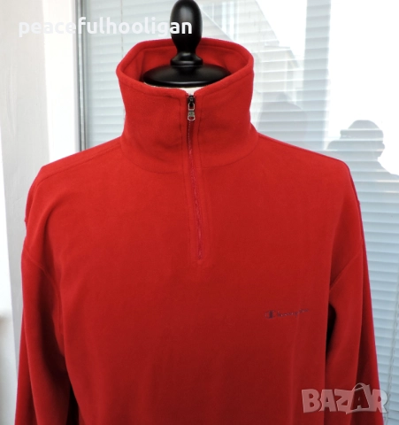 Champion мъжко червено поларено горнище с дълъг ръкав размер XL, снимка 2 - Блузи - 52323858