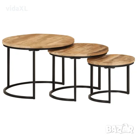 vidaXL Стифиращи маси, 3 бр, манго масив