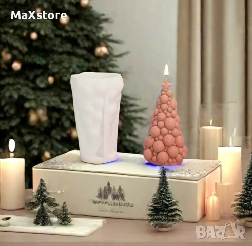 3D Елха с топки Силиконов молд форма за свещи гипс сапун смола , снимка 2 - Форми - 51955075