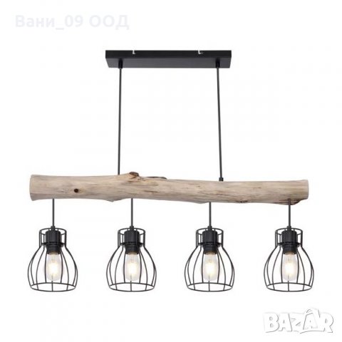 Лампа в индустриален стил-дърво и метал, снимка 2 - Лампи за таван - 34811061