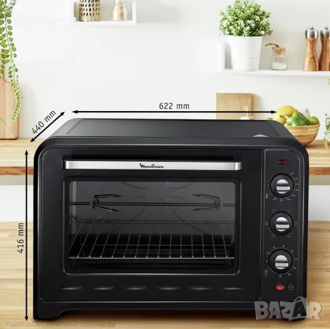 Moulinex Optimo OX4958 – електрическа фурна 60 L, 2200 W, 7 режима, черна, снимка 2 - Печки, фурни - 55898910