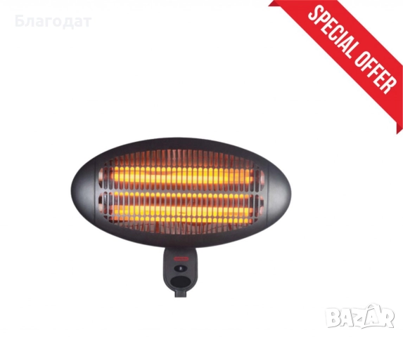 Кварцова печка, 2000W, инфрачервена, стенна