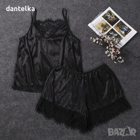 Съблазнителна пижамка с потник и шорти, секси пижама. Дамска пижама с къси гащи, снимка 5 - Пижами - 41792459