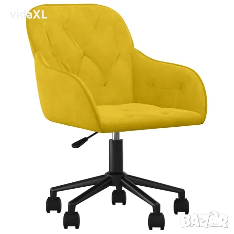 vidaXL Въртящ се офис стол, жълт, кадифе