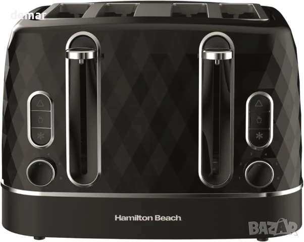 Тостер Hamilton Beach 4 филии, 2300 W, 6 контрола за изпичане,HBT3221B