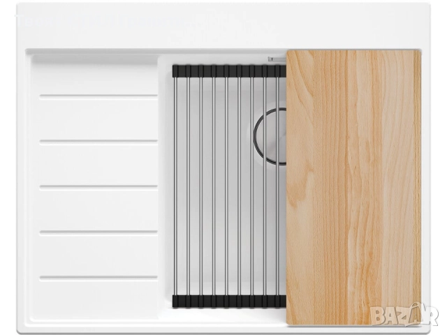 Бяла гранитна кухненска мивка Сидни 620-45 Ergo Multilevel 620х500, снимка 7 - Мивки - 51918111