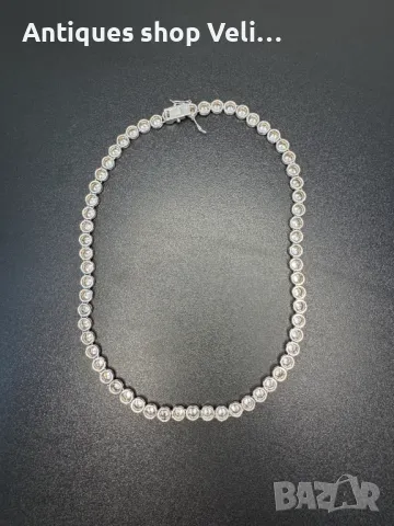 Сребърно колие с циркони №6281 , снимка 7 - Колиета, медальони, синджири - 48516874