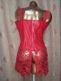 XXL Червена и в черно рокля/ корсет/от кожа и рязана бродерия , снимка 4