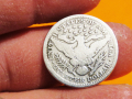 Рядък Колекционерски сребърен долар  BARBER  QUARTER DOLLAR - 1907 г. сребро, снимка 3