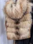 Естествен косъм ракун "Русский мех "невероятен елек с качулка , снимка 12