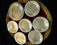 Посребрени медни чинии,перлен релеф,комплект 7 бр. , снимка 1