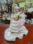 Уникална голяма антикварна немска порцеланова фигура статуетка Dresden , снимка 2