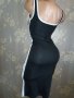 Zara XS/ S- Черна секси рокля от трико с бяла странична лента, снимка 6