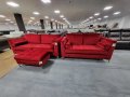 Нови Червени дивани от плат тройка,двойка и табуретка "Idol", снимка 1 - Дивани и мека мебел - 39711887