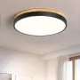 Нова лампа Кръгъл LED Плафон 30 см 24W 4000K Черен Дървен Таванен Осветител стая хол, снимка 1