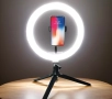 LED ринг лампа 26 см с триножник и държач за телефон, снимка 1