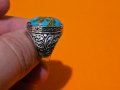 Красив османски турски пръстен с голям син  камък , снимка 3