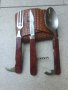 Много рядък стар руски туристически комлект нож вилица лъжица, снимка 4