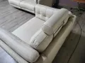 Кремав кожен диван тройка с ел. релакс механизъм и фотьойл, снимка 11