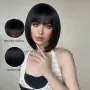 Черна къса каре перука с бретон - 30 см, снимка 5