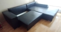 Кожен, ъглов разтегателен диван с лежанка и ракла, снимка 7