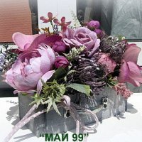 Цветя в дървено чекмедже, снимка 2 - Изкуствени цветя - 40785308