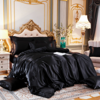 Комплект Спално Бельо от Сатен от 4 части в Черно, снимка 1 - Спално бельо - 35799115