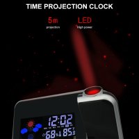 Цифров прожекционен часовник ,будилник, метеорологична станция с термометър за температура, влагомер, снимка 2 - Прожектори - 40893768