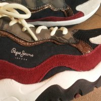 Pepe Jeans Sloane Camu Sneakers PLS31278 Black 999 Размер EUR 40 / UK 7 дамски естест. кожа 152-13-S, снимка 6 - Маратонки - 42380697