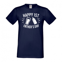 Мъжка тениска Happy 1st Father's Day Баща, Дядо,Празник,Татко,Изненада,Повод,Рожден ден, Имен Ден,, снимка 3 - Тениски - 36504376
