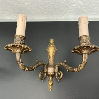Чифт френски бронзови стенни лампи РОКОКО. №5119 , снимка 2 - Антикварни и старинни предмети - 44510392