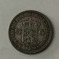 Сребърна монета Нидерландия ½ гулден, 1929, снимка 1 - Нумизматика и бонистика - 38930245