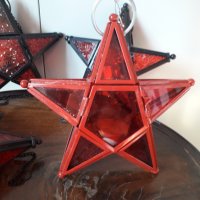 Коледни стъклени витражни фенери звезда, снимка 2 - Декорация за дома - 34150274