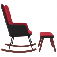Люлеещ стол с табуретка, виненочервен, кадифе и PVC, снимка 3 - Столове - 36084076