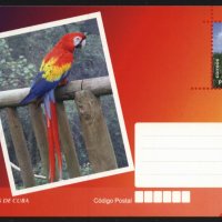 Пощенска картичка Фауна Птици Папагали Скулптура от Куба, снимка 1 - Филателия - 41513904
