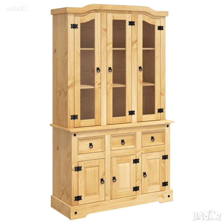 vidaXL Висок шкаф Corona, кафяв, 112x43x196 см, мексикански бор масив(SKU:355085), снимка 1