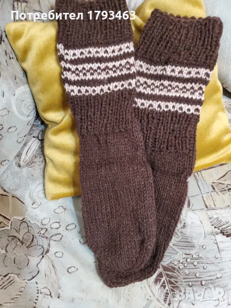Ръчно  плетени  мъжки  чорапи  от  вълна  размер  43, снимка 1
