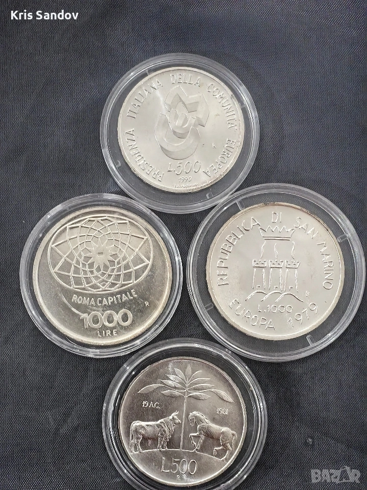 четири италиански сребърни монети , снимка 1