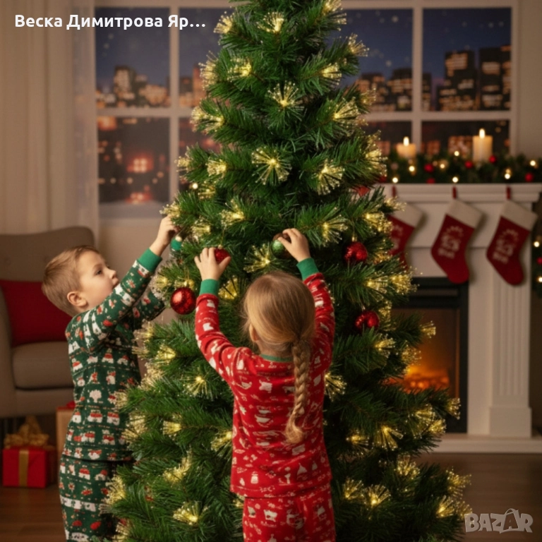 Коледна елха с вградени светлини - магията на Коледа - 150см, снимка 1