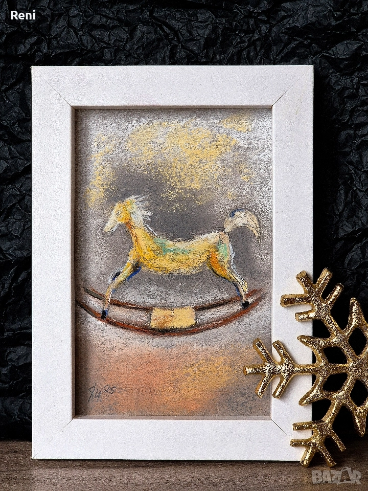 Конче люлка, малка картина пастел, снимка 1