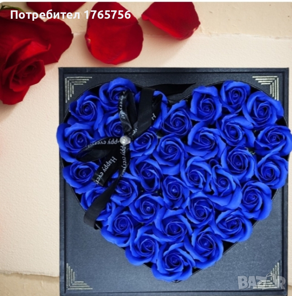 Кутия с ароматни рози във форма на сърце , снимка 1