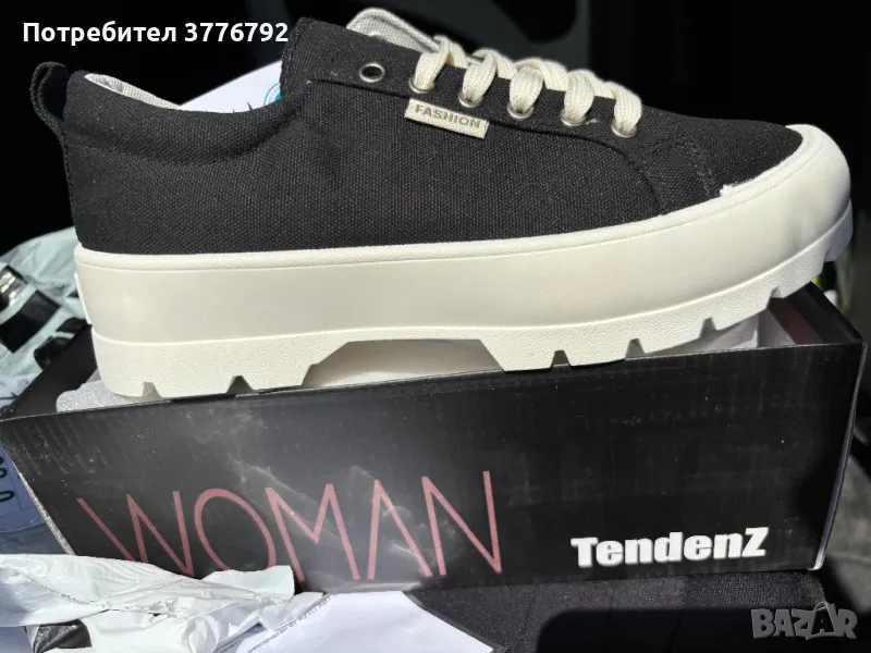 Дамски кецове черни от текстил с платформа , снимка 1