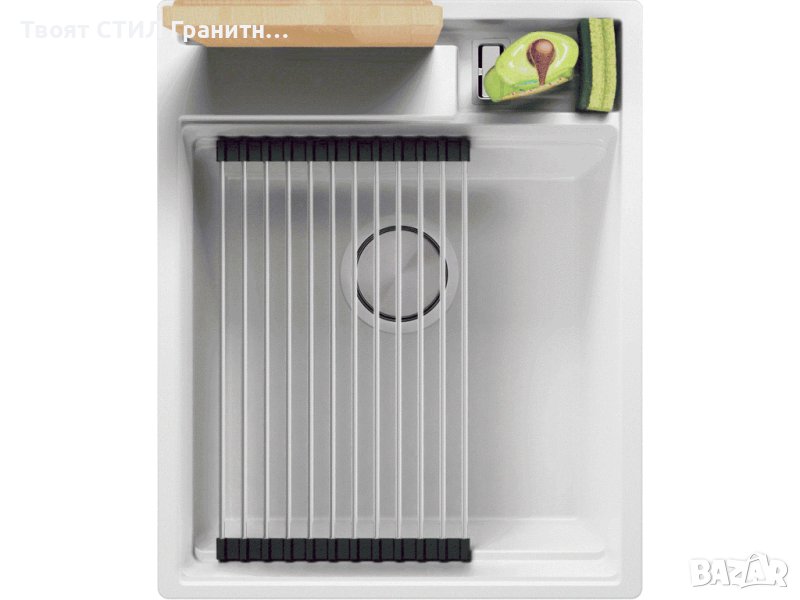  Кухненска Мивка от гранит модел Осло 45 Премиум 430 x 530 мм Бяла, снимка 1