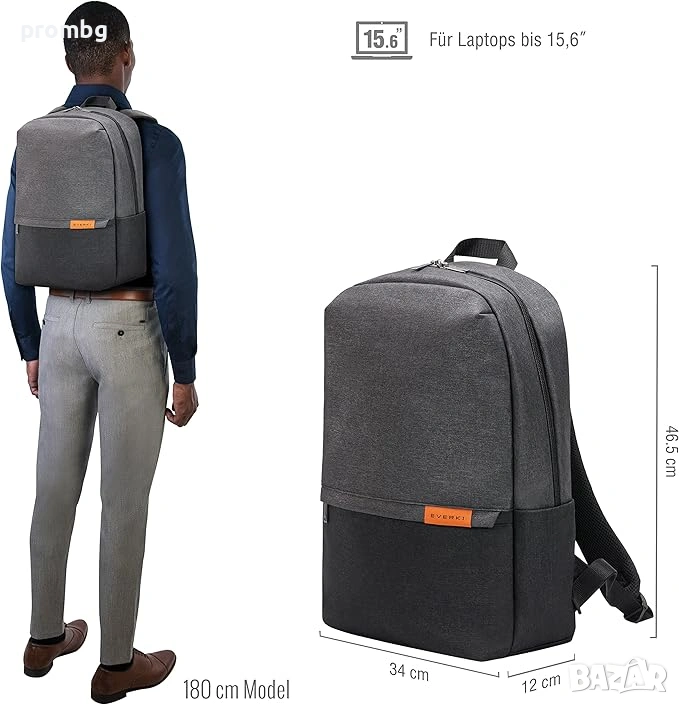 бизнес раница за лаптоп, 15,6 инча, EVERKI,  Германия, снимка 1